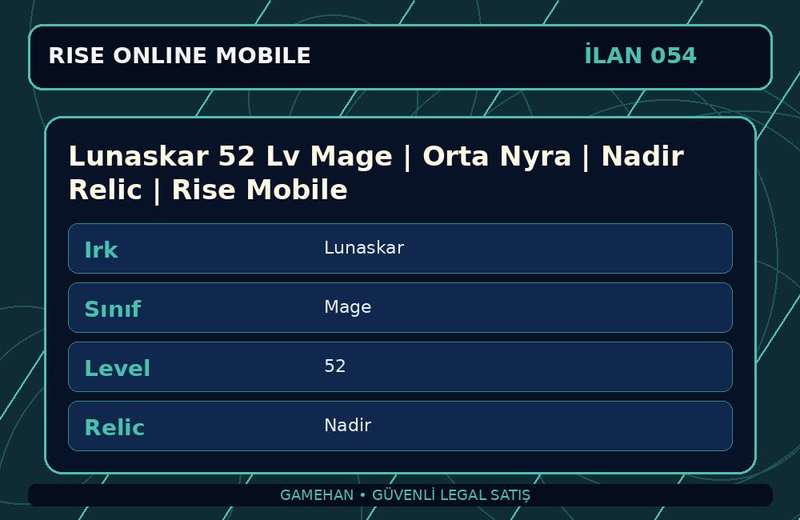 Lunaskar 52 Lv Mage | Orta Nyra | Nadir Relic | Rise Mobile
