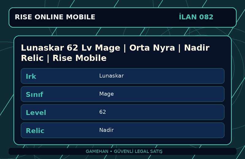 Lunaskar 62 Lv Mage | Orta Nyra | Nadir Relic | Rise Mobile
