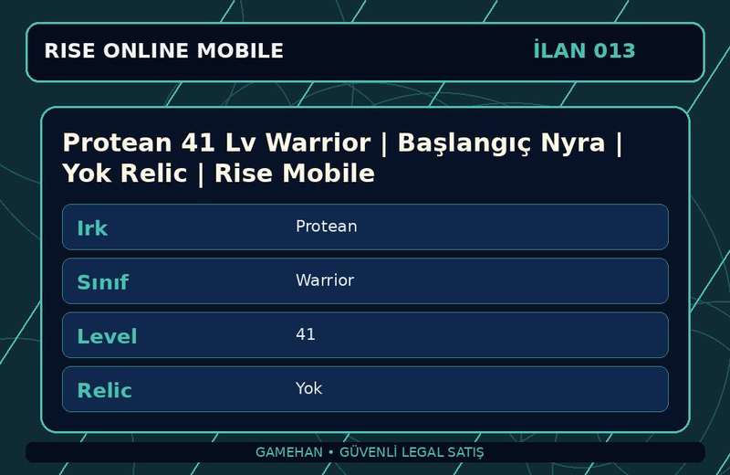 Protean 41 Lv Warrior | Başlangıç Nyra | Yok Relic | Rise Mobile