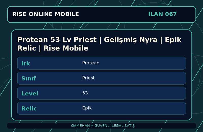 Protean 53 Lv Priest | Gelişmiş Nyra | Epik Relic | Rise Mobile