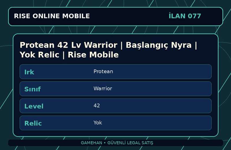 Protean 42 Lv Warrior | Başlangıç Nyra | Yok Relic | Rise Mobile
