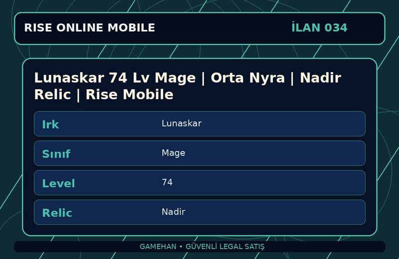 Lunaskar 74 Lv Mage | Orta Nyra | Nadir Relic | Rise Mobile