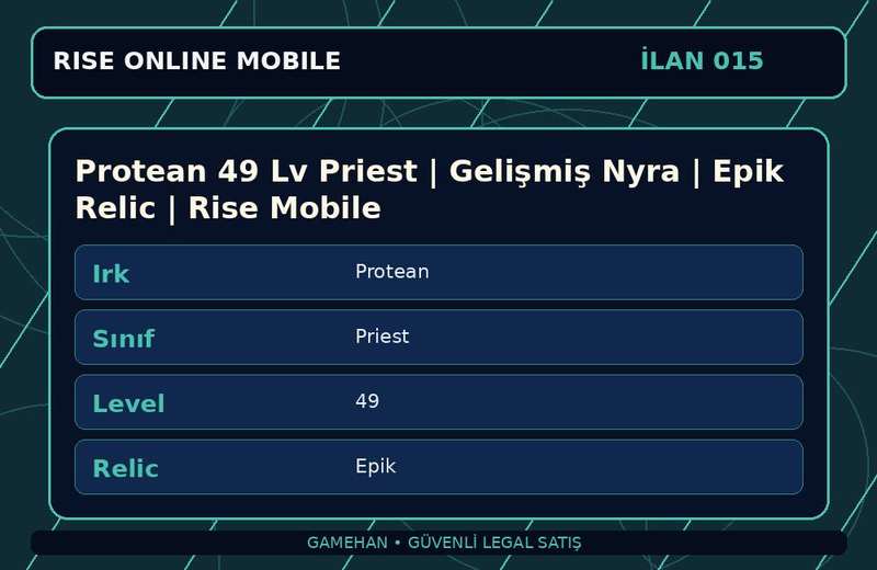 Protean 49 Lv Priest | Gelişmiş Nyra | Epik Relic | Rise Mobile