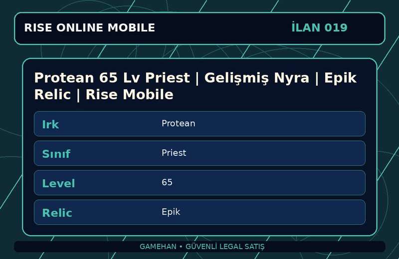 Protean 65 Lv Priest | Gelişmiş Nyra | Epik Relic | Rise Mobile