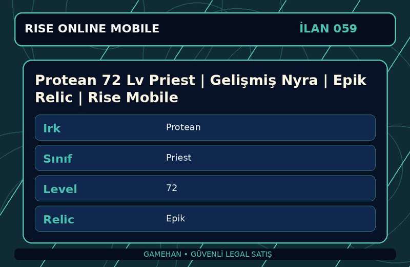 Protean 72 Lv Priest | Gelişmiş Nyra | Epik Relic | Rise Mobile