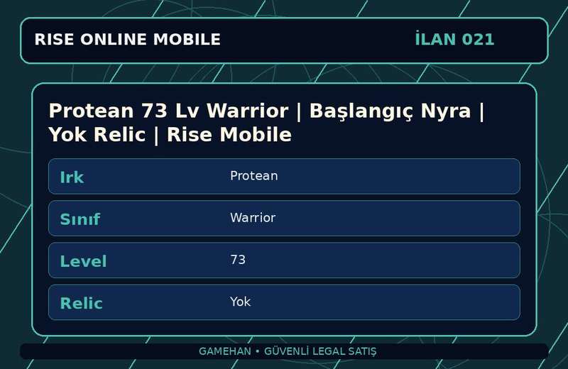 Protean 73 Lv Warrior | Başlangıç Nyra | Yok Relic | Rise Mobile