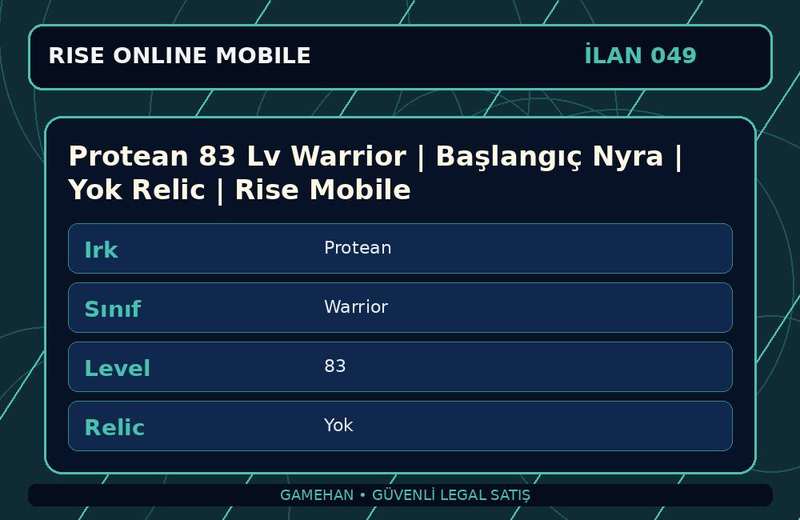 Protean 83 Lv Warrior | Başlangıç Nyra | Yok Relic | Rise Mobile