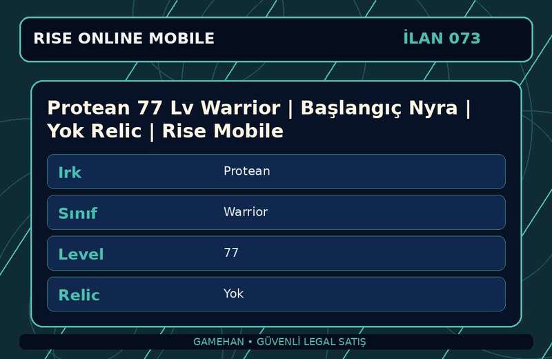 Protean 77 Lv Warrior | Başlangıç Nyra | Yok Relic | Rise Mobile