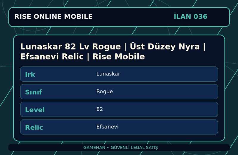 Lunaskar 82 Lv Rogue | Üst Düzey Nyra | Efsanevi Relic | Rise Mobile