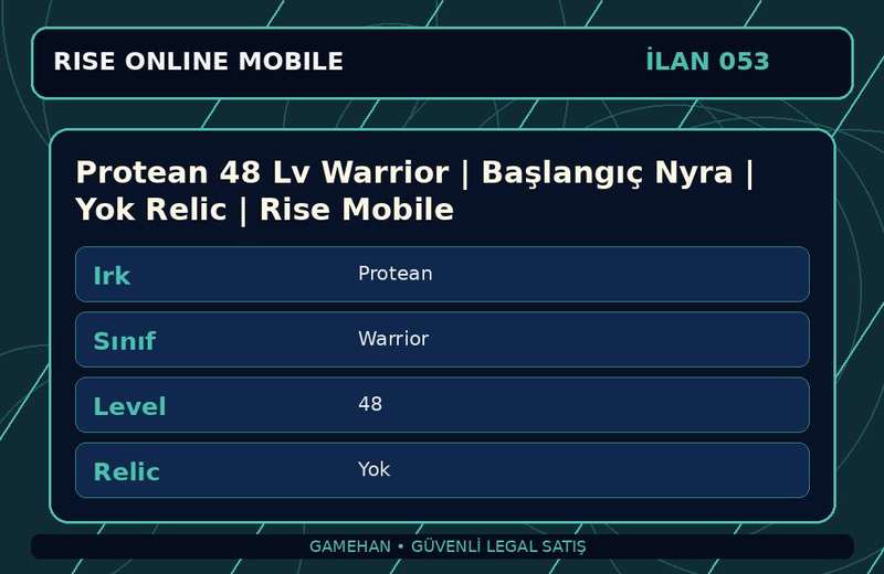 Protean 48 Lv Warrior | Başlangıç Nyra | Yok Relic | Rise Mobile