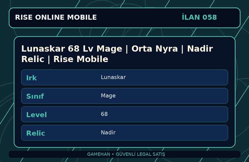 Lunaskar 68 Lv Mage | Orta Nyra | Nadir Relic | Rise Mobile