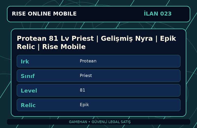 Protean 81 Lv Priest | Gelişmiş Nyra | Epik Relic | Rise Mobile