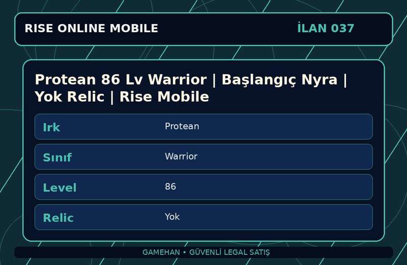 Protean 86 Lv Warrior | Başlangıç Nyra | Yok Relic | Rise Mobile