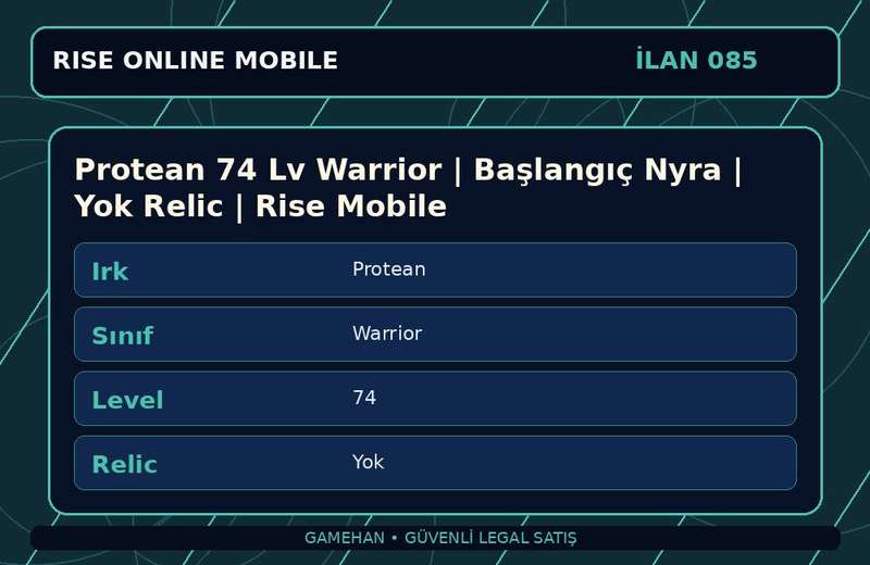 Protean 74 Lv Warrior | Başlangıç Nyra | Yok Relic | Rise Mobile