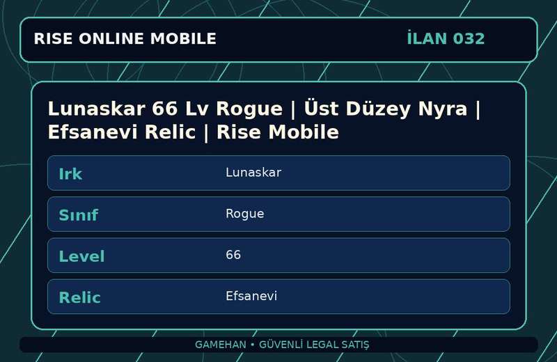 Lunaskar 66 Lv Rogue | Üst Düzey Nyra | Efsanevi Relic | Rise Mobile