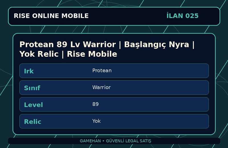 Protean 89 Lv Warrior | Başlangıç Nyra | Yok Relic | Rise Mobile
