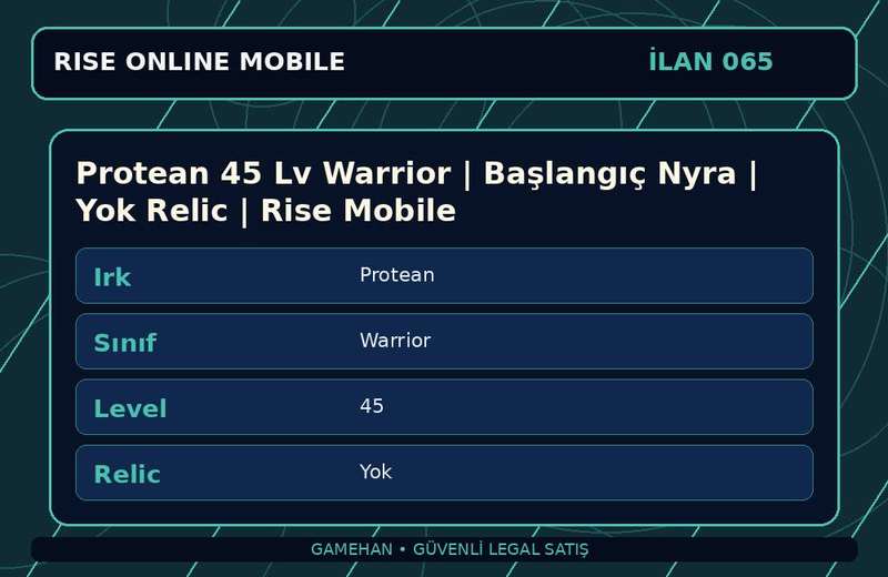 Protean 45 Lv Warrior | Başlangıç Nyra | Yok Relic | Rise Mobile