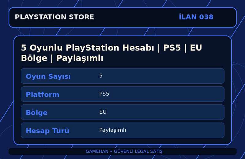 5 Oyunlu PlayStation Hesabı | PS5 | EU Bölge | Paylaşımlı