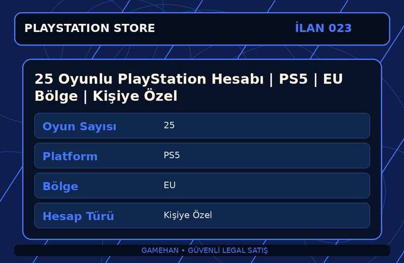 25 Oyunlu PlayStation Hesabı | PS5 | EU Bölge | Kişiye Özel