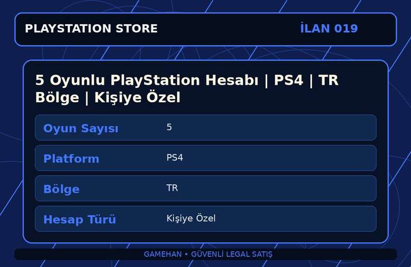 5 Oyunlu PlayStation Hesabı | PS4 | TR Bölge | Kişiye Özel