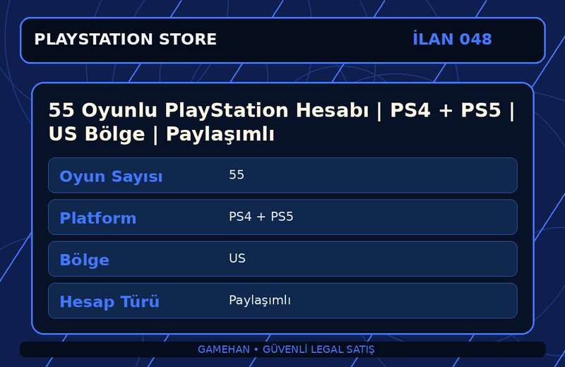 55 Oyunlu PlayStation Hesabı | PS4 + PS5 | US Bölge | Paylaşımlı