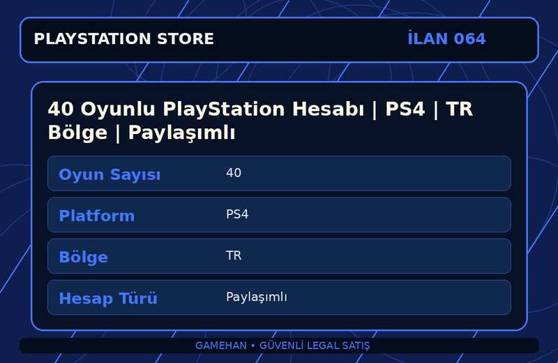 40 Oyunlu PlayStation Hesabı | PS4 | TR Bölge | Paylaşımlı