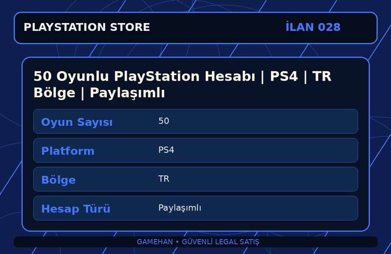 50 Oyunlu PlayStation Hesabı | PS4 | TR Bölge | Paylaşımlı