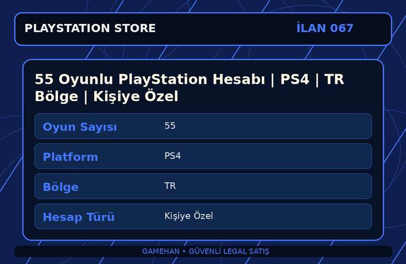 55 Oyunlu PlayStation Hesabı | PS4 | TR Bölge | Kişiye Özel