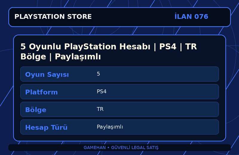5 Oyunlu PlayStation Hesabı | PS4 | TR Bölge | Paylaşımlı