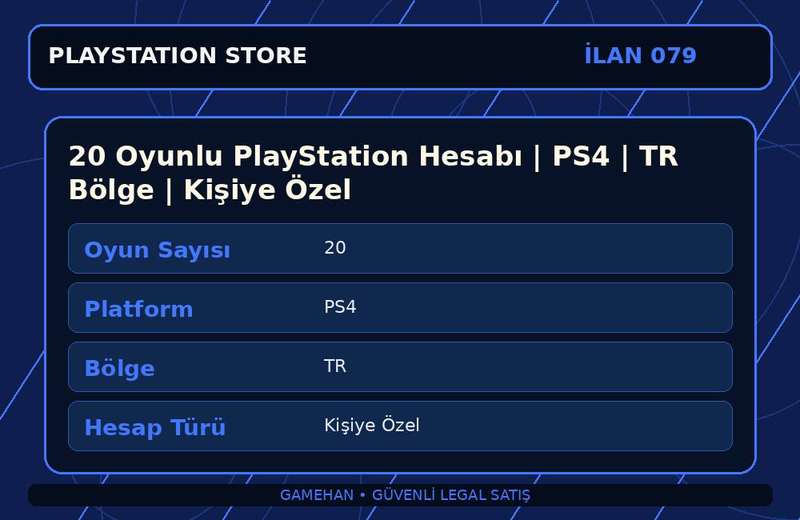 20 Oyunlu PlayStation Hesabı | PS4 | TR Bölge | Kişiye Özel