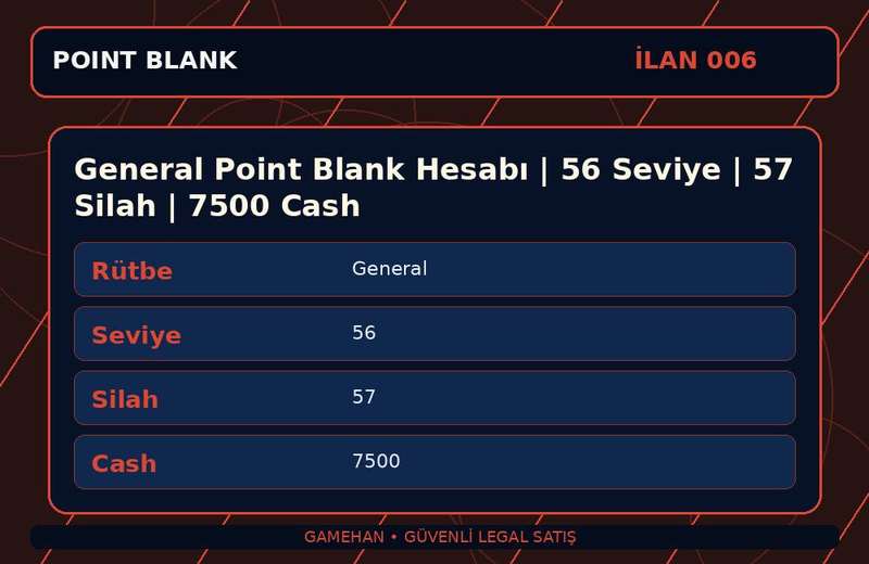 General Point Blank Hesabı | 56 Seviye | 57 Silah | 7500 Cash