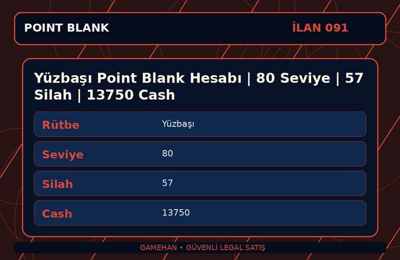 Yüzbaşı Point Blank Hesabı | 80 Seviye | 57 Silah | 13750 Cash