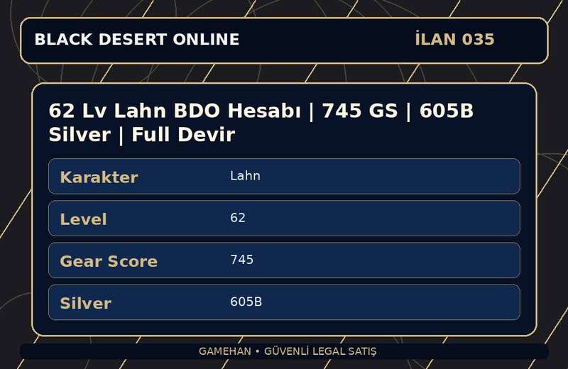 62 Lv Lahn BDO Hesabı | 745 GS | 605B Silver | Full Devir