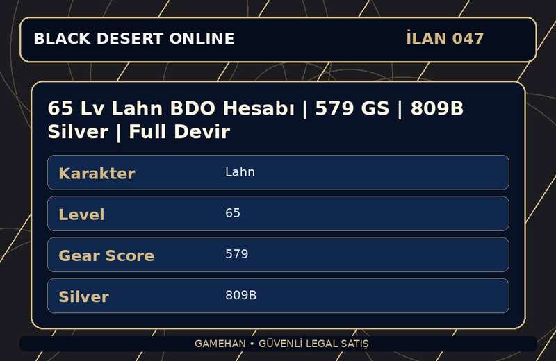 65 Lv Lahn BDO Hesabı | 579 GS | 809B Silver | Full Devir