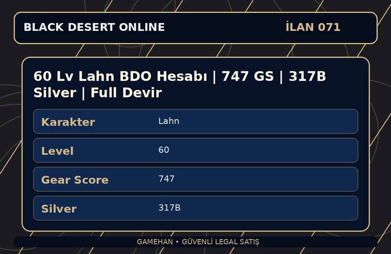 60 Lv Lahn BDO Hesabı | 747 GS | 317B Silver | Full Devir