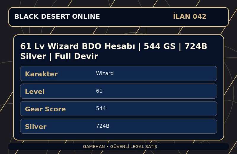 61 Lv Wizard BDO Hesabı | 544 GS | 724B Silver | Full Devir