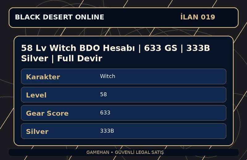 58 Lv Witch BDO Hesabı | 633 GS | 333B Silver | Full Devir