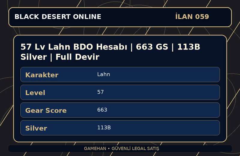 57 Lv Lahn BDO Hesabı | 663 GS | 113B Silver | Full Devir