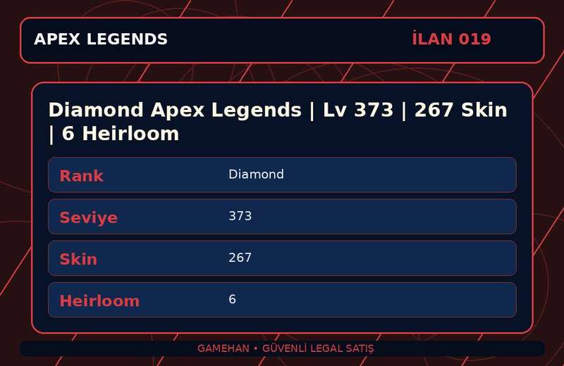 Diamond Apex Legends | Lv 373 | 267 Skin | 6 Heirloom