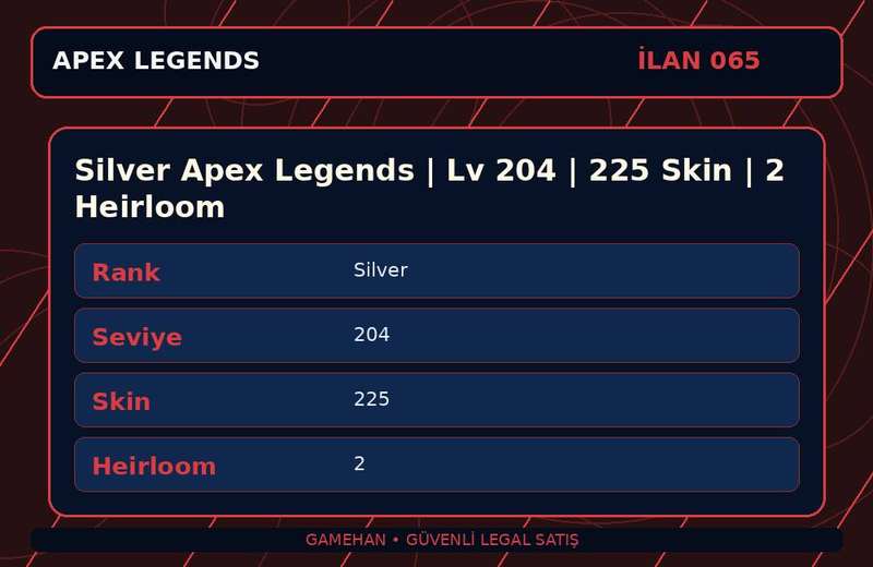 Silver Apex Legends | Lv 204 | 225 Skin | 2 Heirloom