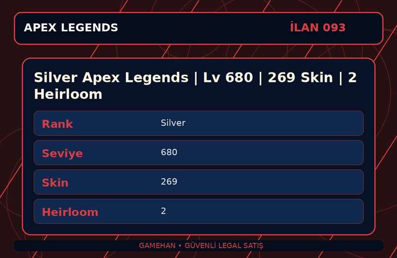 Silver Apex Legends | Lv 680 | 269 Skin | 2 Heirloom