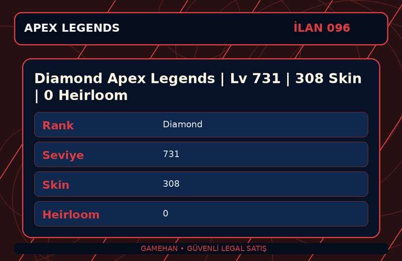 Diamond Apex Legends | Lv 731 | 308 Skin | 0 Heirloom