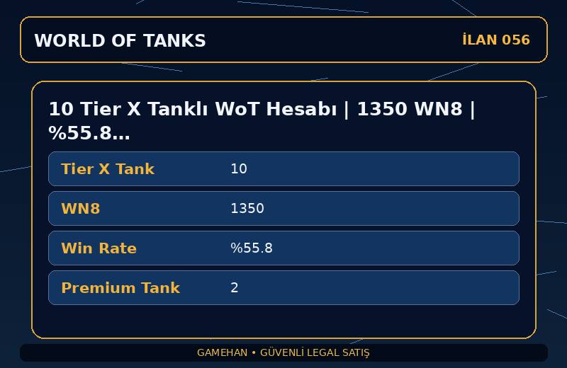 10 Tier X Tanklı WoT Hesabı | 1350 WN8 | %55.8 Win Rate | EU