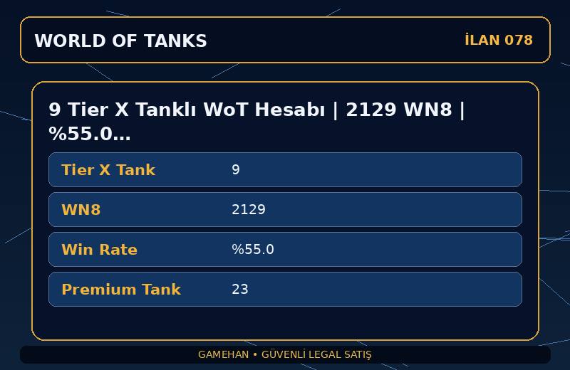 9 Tier X Tanklı WoT Hesabı | 2129 WN8 | %55.0 Win Rate | NA