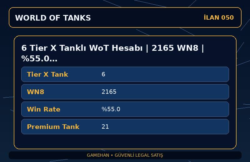 6 Tier X Tanklı WoT Hesabı | 2165 WN8 | %55.0 Win Rate | ASIA