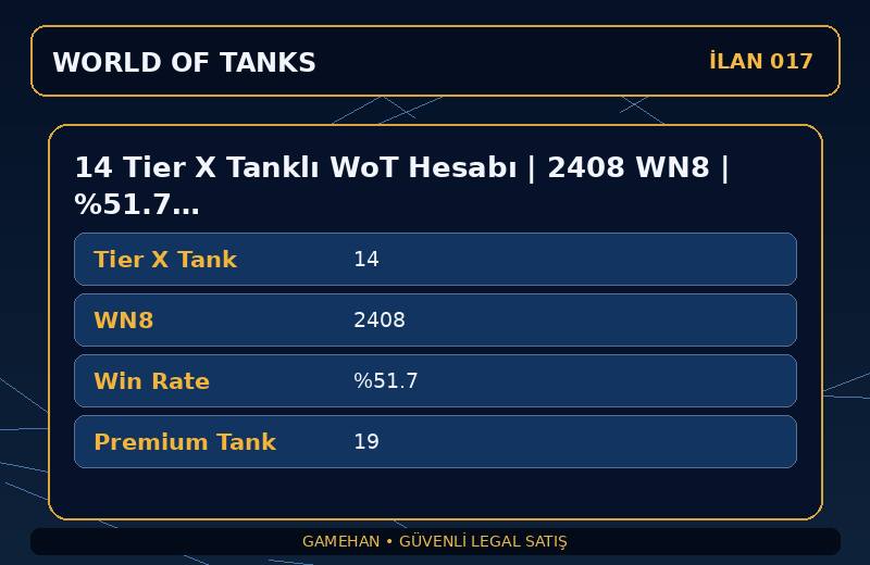 14 Tier X Tanklı WoT Hesabı | 2408 WN8 | %51.7 Win Rate | EU