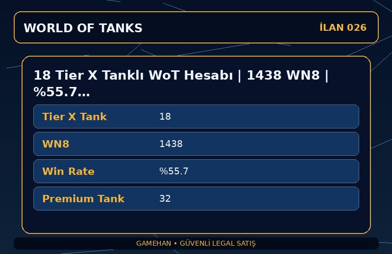 18 Tier X Tanklı WoT Hesabı | 1438 WN8 | %55.7 Win Rate | ASIA