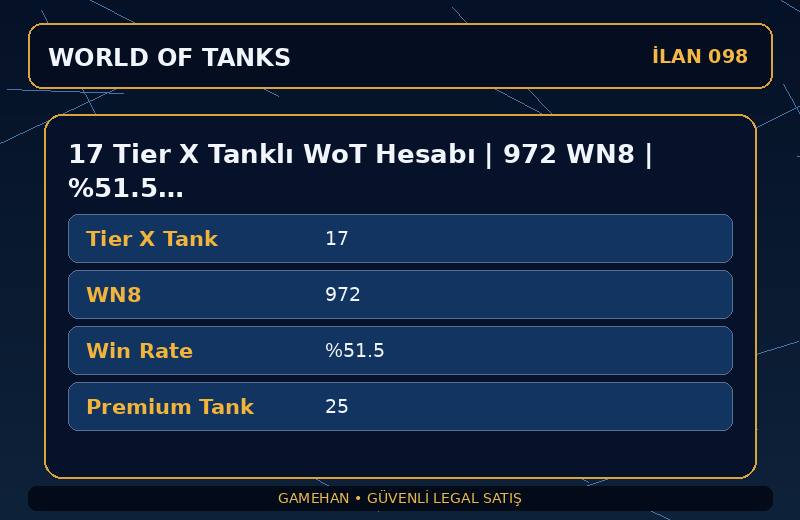 17 Tier X Tanklı WoT Hesabı | 972 WN8 | %51.5 Win Rate | EU