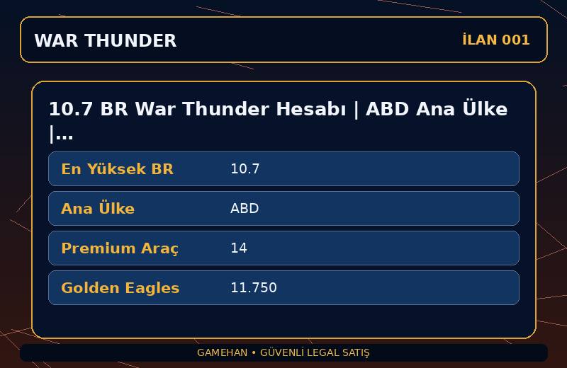 10.7 BR War Thunder Hesabı | ABD Ana Ülke | 14 Premium Araç | CIS