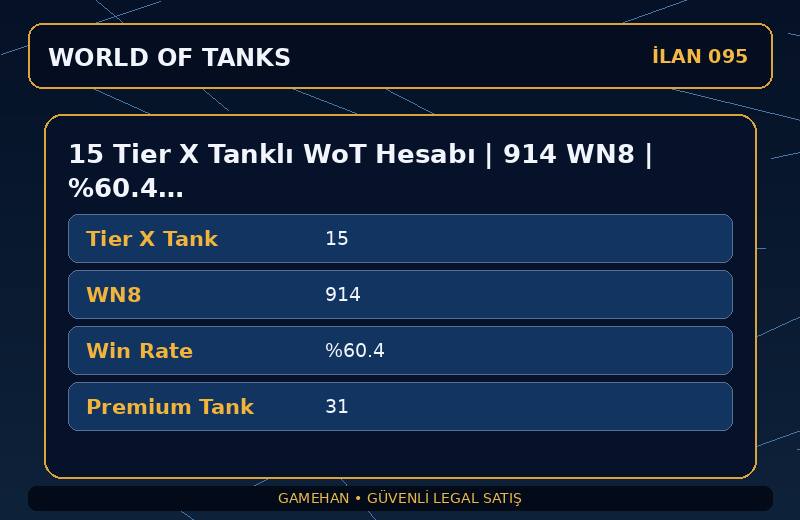 15 Tier X Tanklı WoT Hesabı | 914 WN8 | %60.4 Win Rate | EU